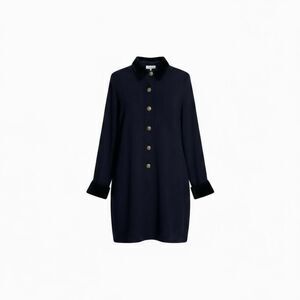 Vintage Chetta B Wool Button Front Velvet Collar Long Sleeve Dress Black Size 14